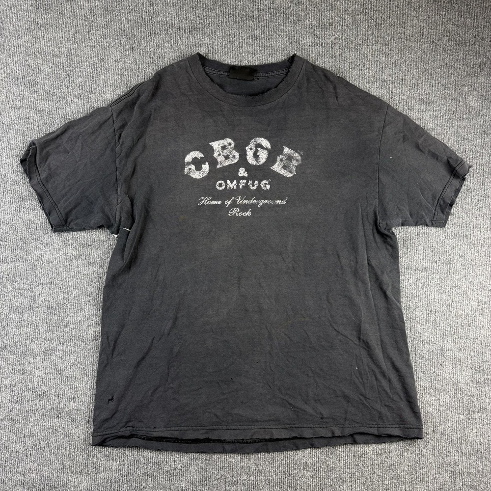 CBGB Shirt Mens Large Gray OMFUG Home Of Underground Rock Graphic Tee Punk Music